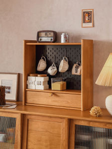 Federation Home Furniture Cup Storage Rack Hole Board Water Cup Grid Household Display Stand Kitchen Wood Cherry Wood Shelf