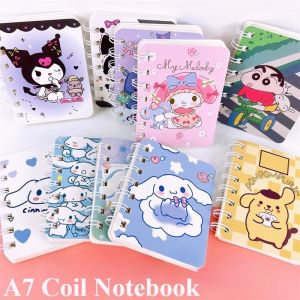 Sanrio A7 Coil Notebook Sanrio Anime Series Hello Kitty Kawaii Kuromi My Melody Cinnamoroll Cartoon Student Portable Notebook Kids Gift