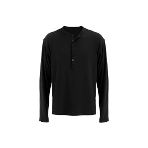 American Casual Solid Color Breathable Skin-friendly Long Sleeve Henry Collar Top Men Women Drape Smooth Short Wide Commute Base Shirt