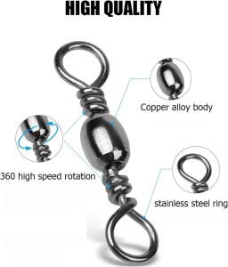 Goture 200pcs/lot Fishing Rolling Swivel Snap Drag Stainless Steel Fishhooks Barrel Swivel Fishing Tackeles Line Connector