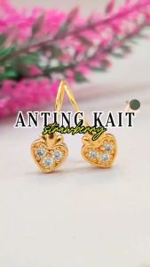 Nice Jewelry Anting Dewasa Kait Love Permata Perhiasan Xuping Lapis Emas AT 148