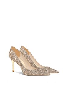 รองเท้าแต่งงานส้นสูงเจ้าหญิงคริสตัลส่องแสง ผู้หญิง งานแต่งงานแบบแสดงผมสองทาง ชุดราตรี รองเท้ารองเท้าส้นแบนที่สะดวกสบาย