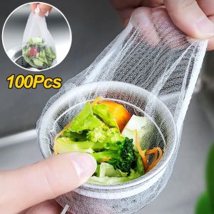100Pcs Kitchen Sink Filter Mesh Bag Disposable Pool Sewer Drains Anti-blocking Garbage Bag Bathroom Hair Catcher Strainers Net