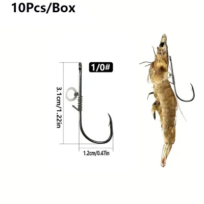 5pcs-10pcs /box Hanging Live Shrimp Back Hook Shrimp Back Hook with Spring Hanging Shrimp Fish Hook Live Shrimp Fixed Hook