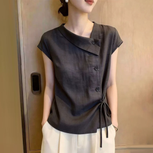 SHIMANQING | Design Stylish Irregular Large Size Summer Shirt Tie Waist