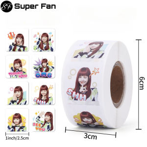 (Super Fan) 500pcs/roll BLACK-PINK Photo Sticker Laptop Phone Luggage Black Pink DIY Decor Paster