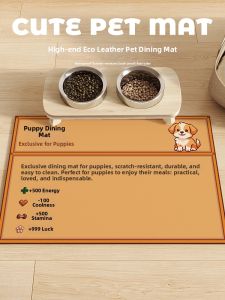 Leather Easy-to-clean Non-shedding Durable Pet Bowl Mat
