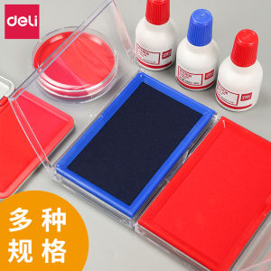 Deli Large round Red Oil-Based Quick-Dry Stamp Ink Pad Portable Office Supplies Accounting Seal Finger Print Business Goods