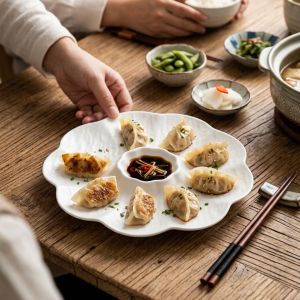 Japanese Plastic Dumpling Tray With Sauce Dish Sushi Snack Platter Simplism Dumpling Snack Plate