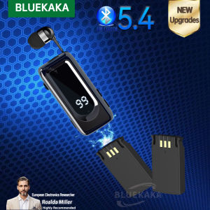 New Lavalier Business Bluetooth5.4 Headphone Replaceable Battery LED Power Display Noice Cancelling HD Calling Wireless Earphone