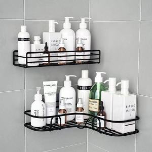 Stainless Steel Bathroom Kitchen Corner Shelf Organizer Storage Rack Punch-free Bathroom Wall-mounted Storage Rack