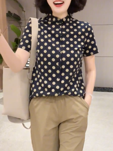 QINGNAER | Retro Polka Dot Slim Fit POLO Shirt