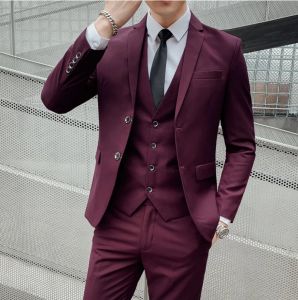 Bộ Vest Công Sở Nam Size S-7XL Gồm Áo Khoác Áo Ghi Lê Và Quần Kiểu Dáng Ôm Body Phong Cách Anh Bộ Vest Dự Tiệc Trang Phục Lịch Sự Chất Liệu Polyester