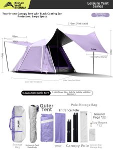 BSWOLF | Outdoor Camping Tent Automatic Fast Open Folding Sunshade