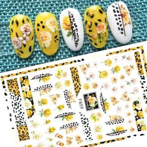 Rose Pattern Valentines Day Nail Stickers 3D Color Rose Transfer Decals DIY Nail Art Decor for Women