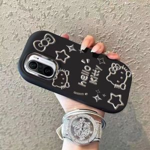 Adorable KT Cat Silicone Phone Case for Redmi K40 pro K40S Womens Style Simple High Aesthetic Value Protective Cover Popular Niche