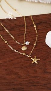Dây chuyền nữ titan Eleanor Accessories thiết kế hình vỏ sò sao biển phụ kiện trang sức vòng cổ 8420