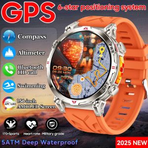 2025New Outdoors Military GPS SmartWatch Built-in Dual-Band GPS Compass Altimeter Chat GPT 5ATM Waterproof Sports Smartwatch Men