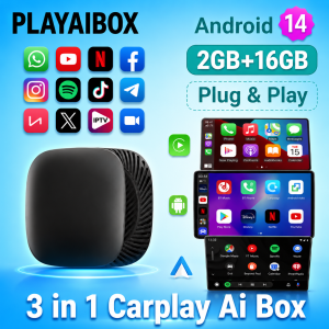 2026 Android 14 CarPlay Ai Box Wireless Android Auto 3in1 USB Smart TV Box Adapter Plug And Play For Youtube Netflix Toyota VW