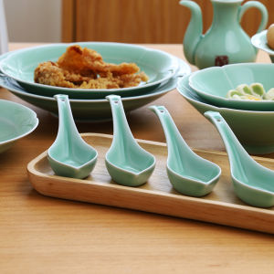 Longquan Celadon Ruyi Spoon Flats Song Yun Retro Ceramic Spoon For Home Spoon Soup Spoon Tea Spoon Daily Meal Spoon