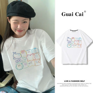 French Sweet Short-Sleeved T-shirt Womens Summer Popular Shoulder Width Loose Pure Cotton Half-Sleeve Bottoming Shirt Tops Trendy