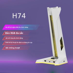 Giá Đỡ Tai Nghe RGB H74 Dành Cho Game Thủ PC Với Hub USB Đế Chống Trượt Và Đèn LED - Giá Đỡ Tai Nghe Chơi Game Để Bàn