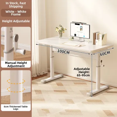 FWTDF | Elevating Mobile Computer Desk for Bedroom Simple Home Office Desk Work Station Student Study Table Adjustable Height Desk