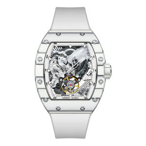 BONEST GATTI | BONEST GATTI German Watch Carbon Fiber Mens Skeleton Automatic Mechanical Watch Fashion Luxury Tonneau Large Dial
