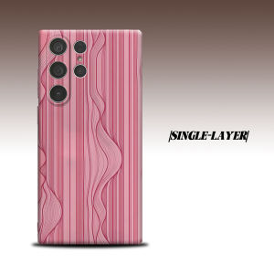 Pink Wave Line Texture For Samsung Galaxy S26 S25 S24 A56 A36 Dual Layer Luxury Fashion Full Lens Protective Case