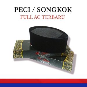 Songkok AN-NISA Hitam FULL AC Tinggi 7cm 8cm 9cm 10cm Ukuran Anak dan Dewasa Nomer 3-10 TERLENGKAP Kopeah Pria Bludru Piegon Peci Santri Pendek Kopiah Wadimor Atlas Lewat