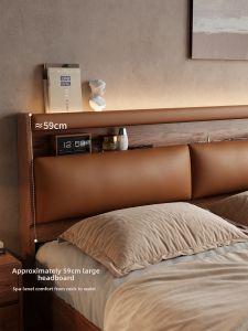 DONGMU | Retro Style Pressure Storage Genuine Leather Padded Bed 1.8m Double