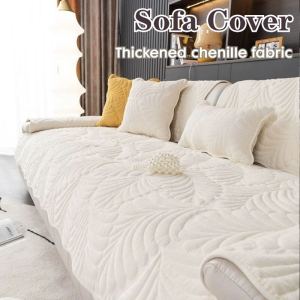 Sofa Cover Chenille Non Slip Stretch Slipcover Dust Proof Pet Friendly 1 2 3 4 Seater Living Room