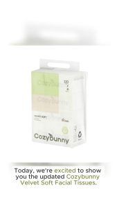 CozyBunny Velvet Soft Facial Tissues (Homely) 4 Packs x 120 Sheets (4 Ply)