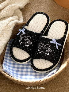 XIXITIAO | Thinner Stripes Pony Dots Slip-resistant Breathable Flax Slippers