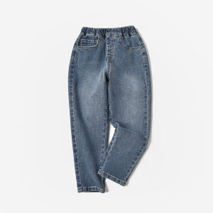 Soft Elastic Waist Denim Jeans for Boys And Girls Autumn Style Childrens Clothing Cotton Fabric Long Pants Casual Style