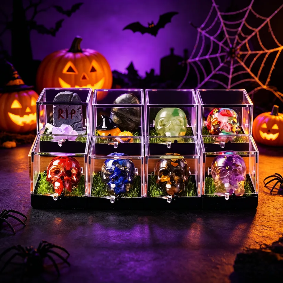 other | Halloween Crystal Skull Mini Display Box Set Natural