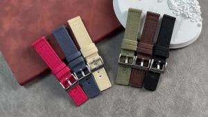 Rough Style Canvas Strap 18mm 20mm 22mm Thick Mens Watchband Brown Blue Army Green Black Bracelet Durable Fabric Wrist Band