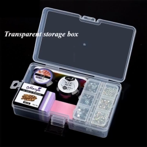 3Pcs Plastic Organizer Case with Lock Transparent Inner Empty Go-card Box Nail Art Accessories Clear Storage Box