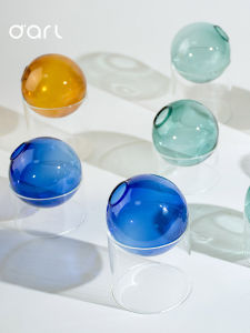 Dart Blue Glass Bubble Vase Nordic Style Home Decoration Simple Transparent Water Cultivation Flower Pot for Desktop Bedroom