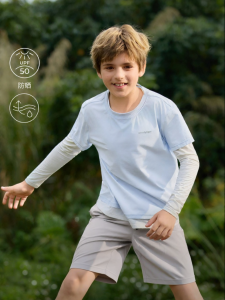 moodytiger | Fake Two Pieces Boys T-Shirt Moisture Wicking Sun Protection Quick Drying Sport