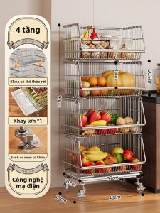 ERMO | Xe Đẩy Lưu Trữ Nhà Bếp Phong Cách Retro Đa Năng Để Rau Củ và Trái Cây