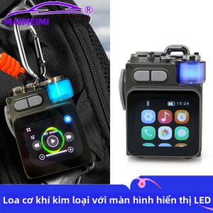 Loa Cơ Học Kim Loại Không Dây Bluetooth Có Màn Hình LED Loa Siêu Trầm RGB Đồng Hồ Báo Thức Để Bàn Hỗ Trợ Lịch Tương Thích USB