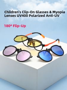 NOKEWY | UV Protection Polarized Kids Clip-on Sunglasses Attach to Prescription Glasses