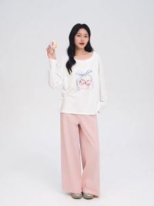SANFU | Cherry Cute Pattern Lace Off-Shoulder T-Shirt
