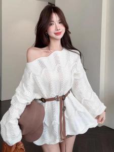 Áo Len Dệt Kim Tay Dài Kiểu Pháp Mềm Mại Cho Nữ Xuân Thu Mẫu Mới Thiết Kế Lười Biếng Áo Khoác Ngoài Áo Len Dệt Kim