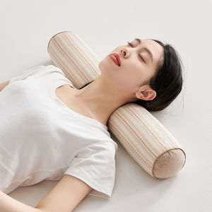 Pure Buckwheat Hull Neck Pillow Cylindrical Shape Hard Whole Head Mens Style Sleep Aid Pillow Cotton Cover Single Person Use