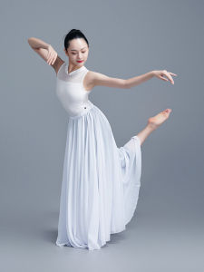 Adult Modern Classical Dance Practice Long Skirt Large Swinging Tulle Skirt Performance Costume Ethnic Style 360 Degree Rotation