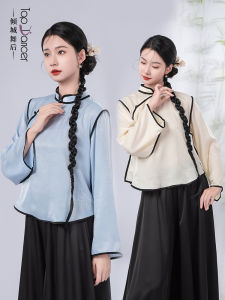 Elegant Long Sleeve Cheongsam Shirt Retro Chinese Style National Costume Daily Wear Improved Qipao Stand Collar Shirt
