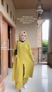 ADELINE SET JUMBO / SETELAN KEKINIAN BAHAN CKRINKLE AIR FLOW / tunik satu set celana BY: ALYA ZEA STORE