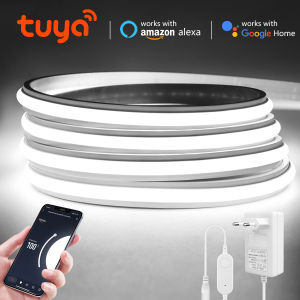Tuya Smart Life App Wifi COB LED Strip Light Real Silicone Neon Casing Timer Dimmable Tape Lamp Work With Alexa Google Home